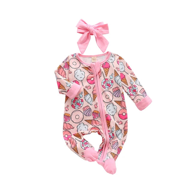 Baby Girls Cute Printed Footies