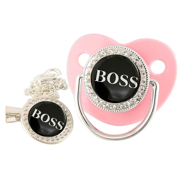 Boss Baby Pacifier with Pacifier Clip, Silicone & BPA Free