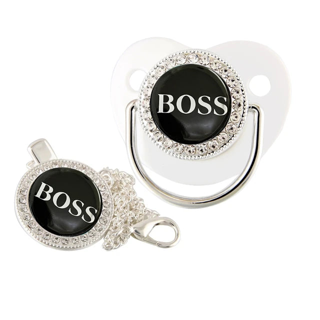 Boss Baby Pacifier with Pacifier Clip, Silicone & BPA Free