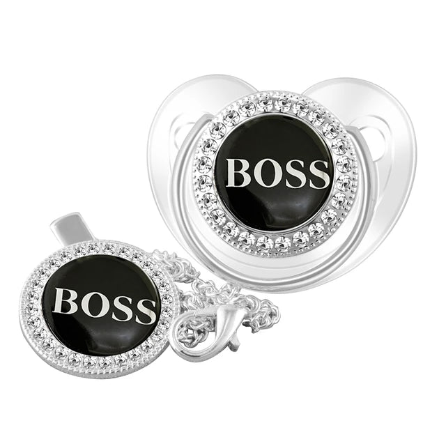 Boss Baby Pacifier with Pacifier Clip, Silicone & BPA Free