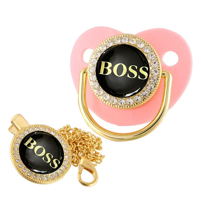 Boss Baby Pacifier with Pacifier Clip, Silicone & BPA Free