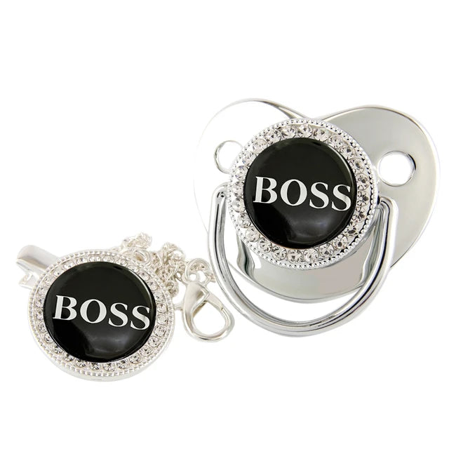 Boss Baby Pacifier with Pacifier Clip, Silicone & BPA Free