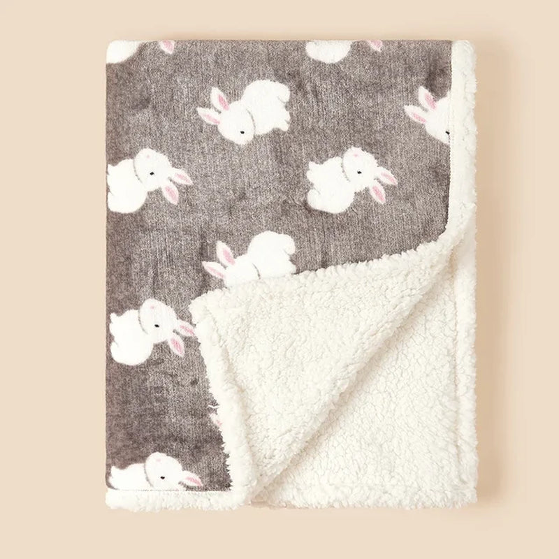 Baby Blanket Swaddle Wrap, Flannel Lamb Fleece Warm Quilt (75X100cm)