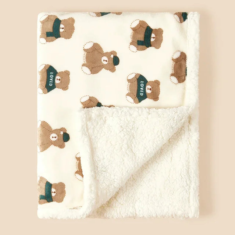 Baby Blanket Swaddle Wrap, Flannel Lamb Fleece Warm Quilt (75X100cm)