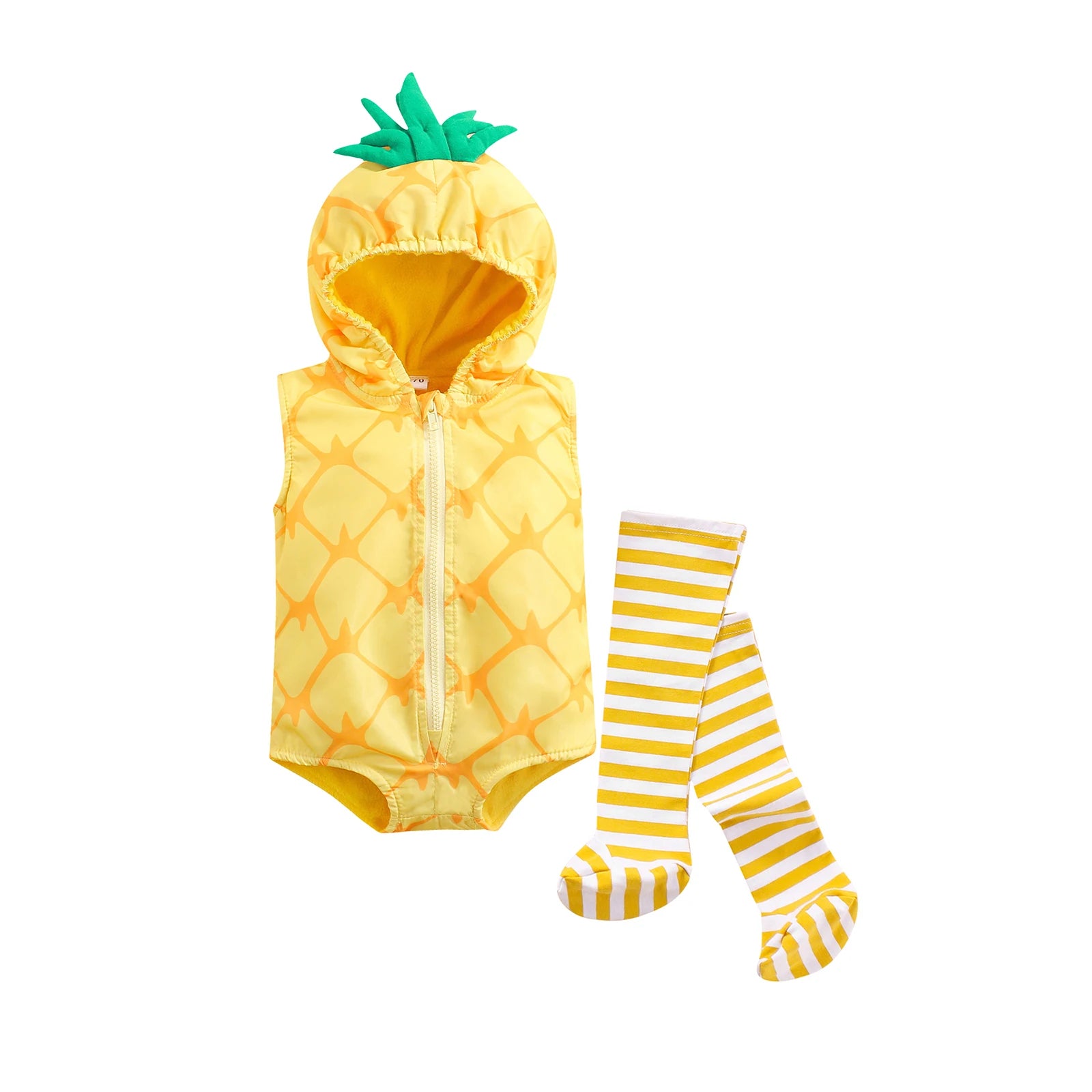 Unisex Baby Pineapple Romper with Leg Warmers